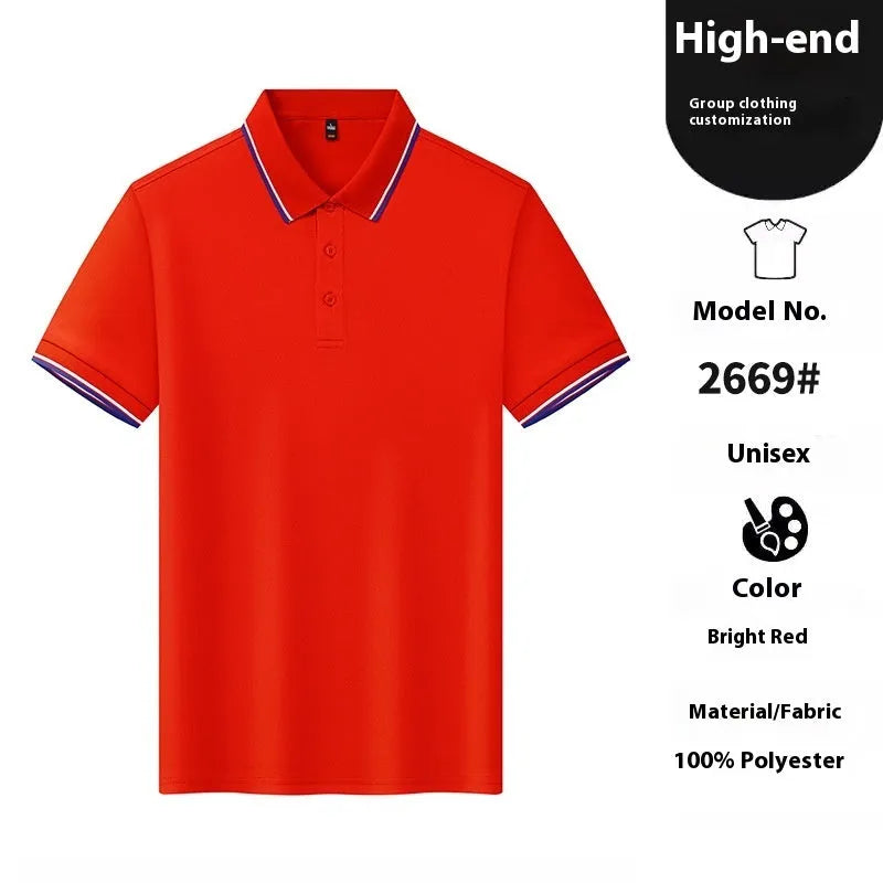 Man modelling a thin, short-sleeved nylon polo shirt in a straight cut, available in multiple colours.