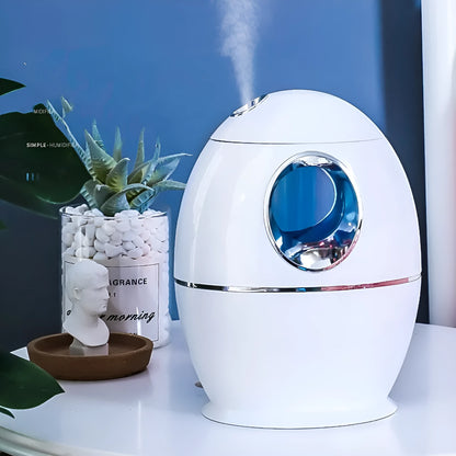 White columnar air disinfection humidifier with mechanical controls and USB power port