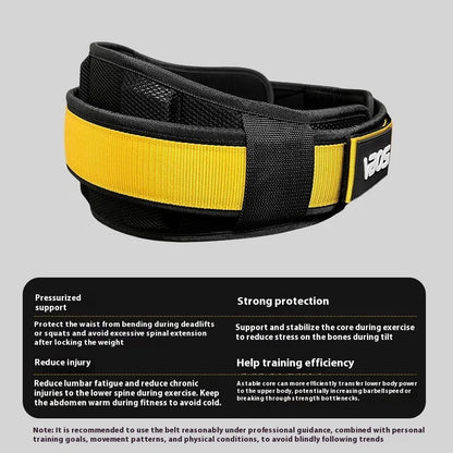 Adjustable waist support belt for weightlifting and fitness, black red yellow, sizes L M XL, one waistband