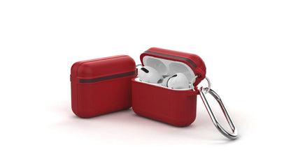 Silicone AirPods case in solid colour with reinforced corners and split design for quick access