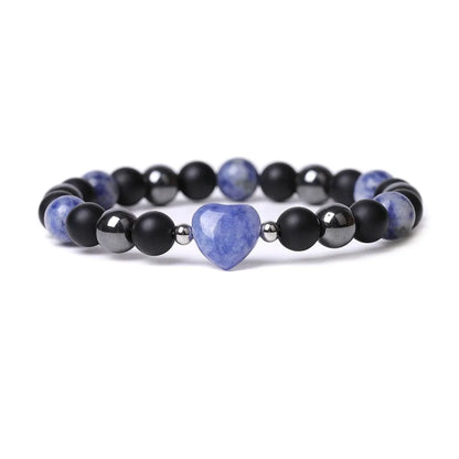 Lvdongling Tigereye hand-cut peach heart stone bracelet with cosmic moon and planet elements