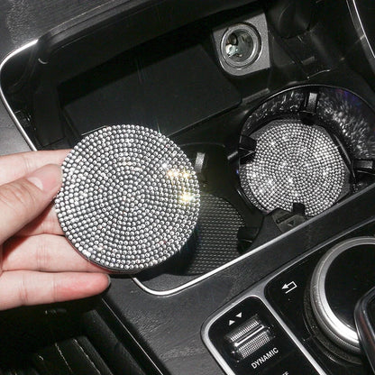 Universal Anti-Slip Silicone Cup Holder Insert with Crystal Rhinestones for Cars