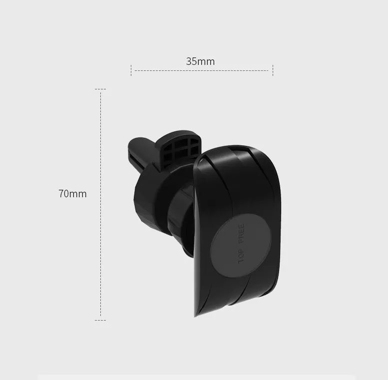 Matt black universal car phone holder with flexible gooseneck arm attached to car air vent