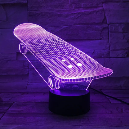 Sports Series Night Light in Skate style, 200x150x87mm with cracked colourful acrylic and remote control, 0.5W USB powered