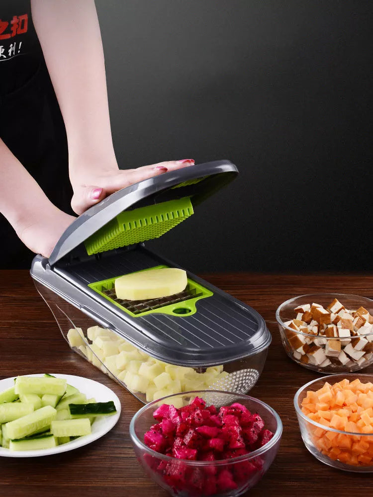 Multi-function Kitchen Vegetable Cutter with 8 blades for efficient food preparation
