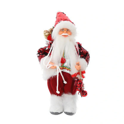 30cm Christmas doll ornaments with sequin details and snowman designs for holiday tree decoration