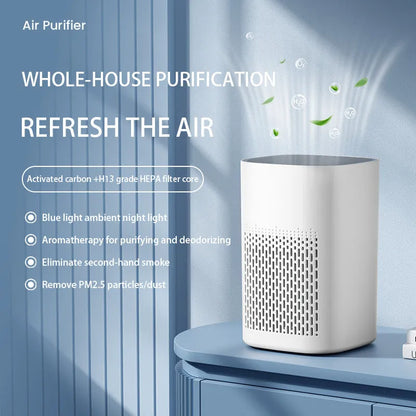 USB desktop air purifier with simple design for spaces under 10 square metres