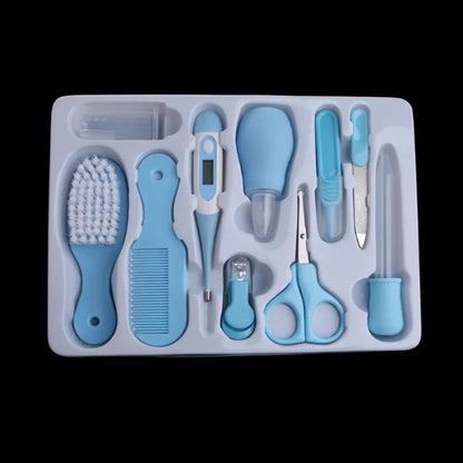 Portable Baby Health Suit 8-Piece Grooming Set with safety scissors, nail clippers, and more