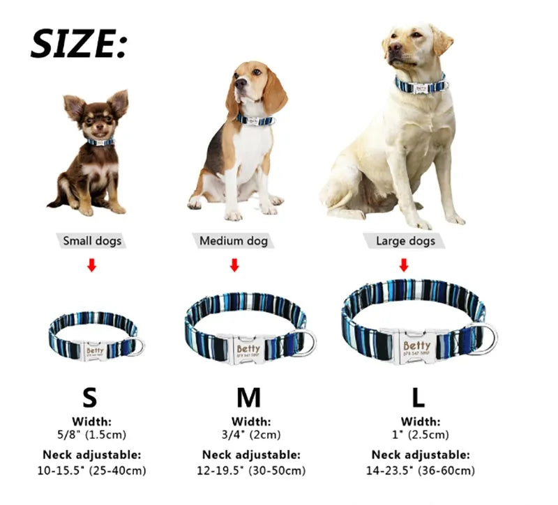 Reflective Dog Collar in Polyester and Alloy Metal with Wave Point Pattern, Adjustable Fit for Small Medium Large Dogs, Orange or Army Green, S M L Sizes, Night Visibility