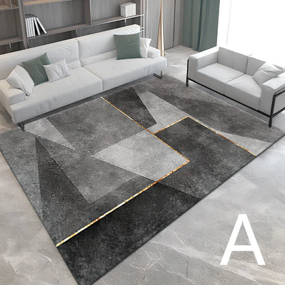 3D printed polyester carpet in bedroom setting showing visual depth design and flat surface texture