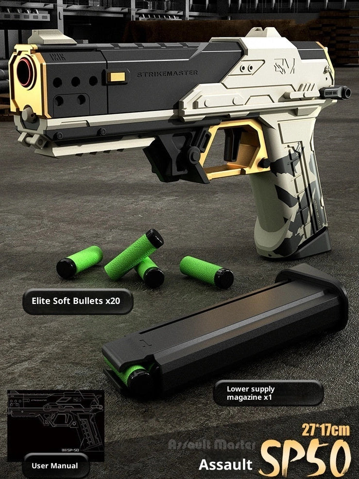 Nylon Attack Master SP50 plastic soft bomb launcher toy with Eva ammunition and detachable magazine