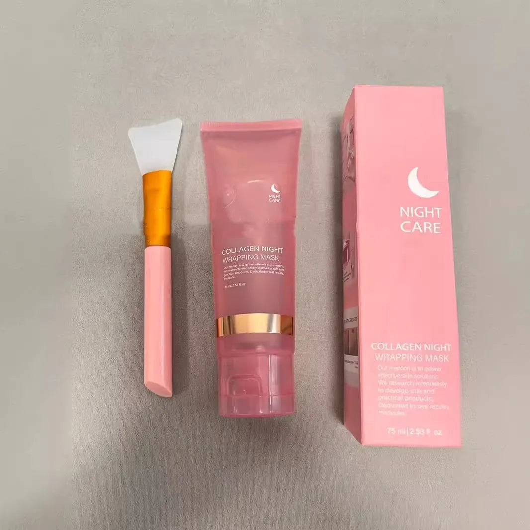 75ml collagen night sleep facial mask with application brush for overnight skincare