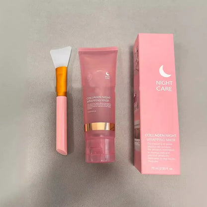 75ml collagen night sleep facial mask with application brush for overnight skincare