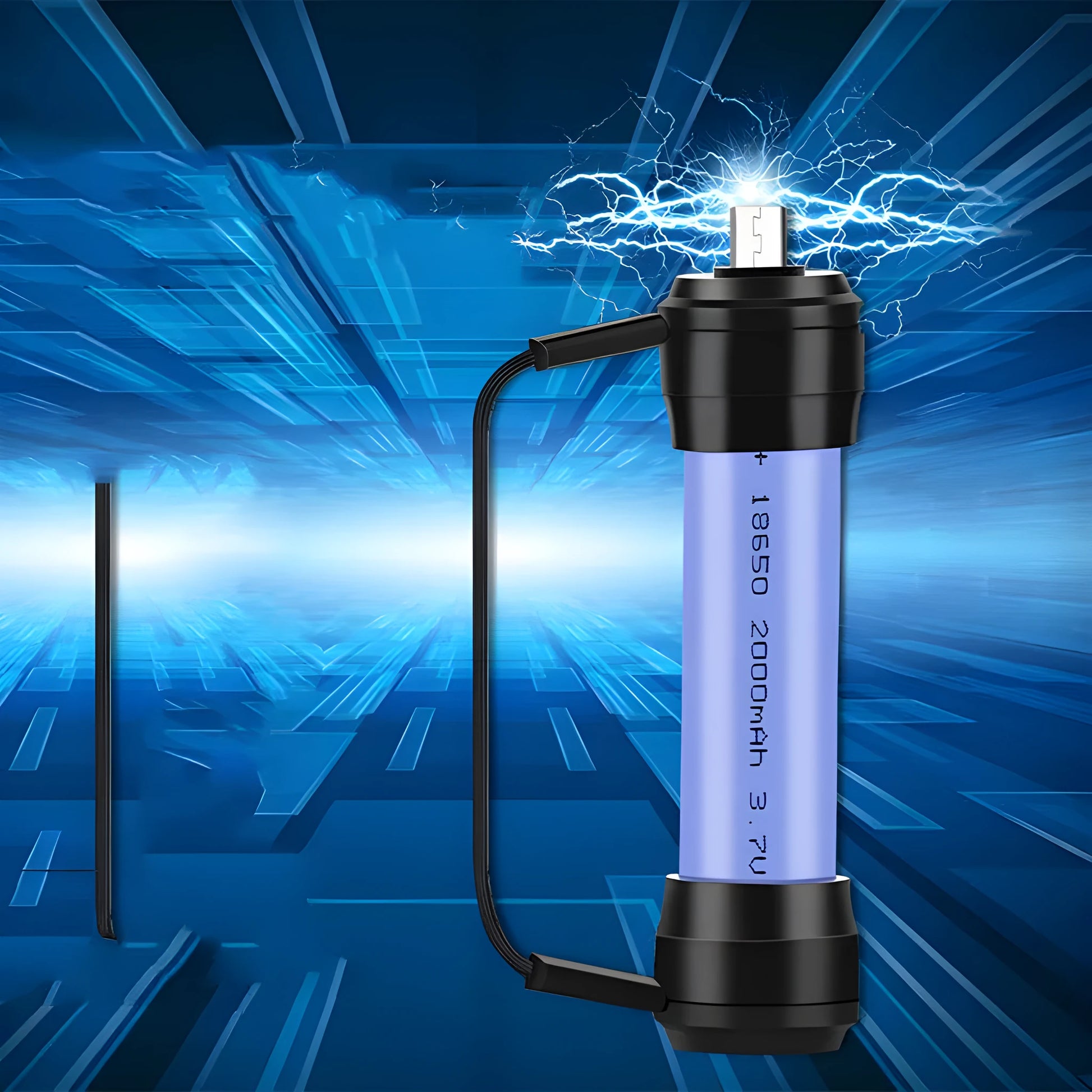 Mini keychain emergency charger for mobile phones with 18650 lithium battery compartment