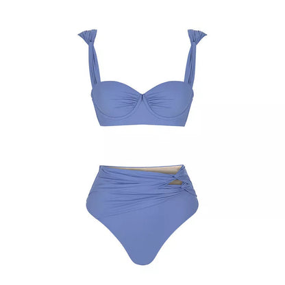 Women's one-piece swimsuit with round buckle decoration and hollow out stitching in various colors