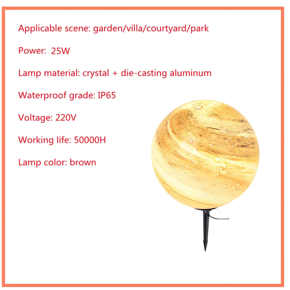 Solar-powered garden lamp in coffee colour with die-cast aluminium and crystal construction, 30cm height