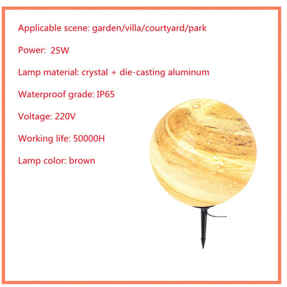 Solar-powered garden lamp in coffee colour with die-cast aluminium and crystal construction, 30cm height