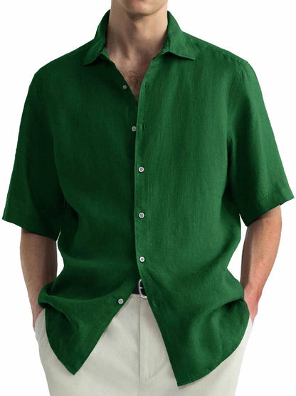 Men's green washed cotton cardigan shirt with regular fit and pure cotton fabric