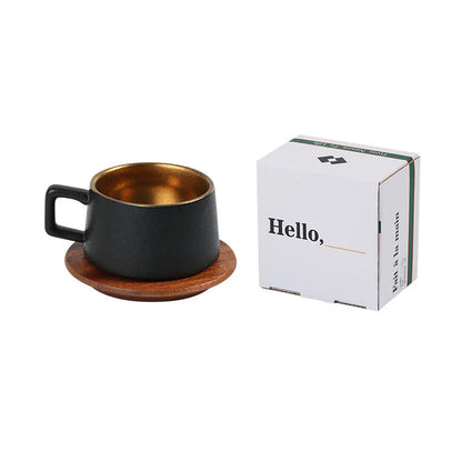 Office gift set showing stainless steel travel tumbler inside a gold-plated presentation box with optional gift bag.