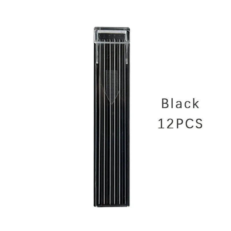 Plastic box containing 12 pieces of multi-coloured 0.5mm mechanical pencil lead refills