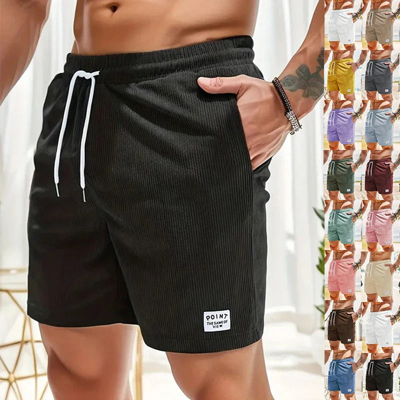 Comfortable corduroy drawstring shorts in a variety of stylish colors, perfect for casual summer wear.
