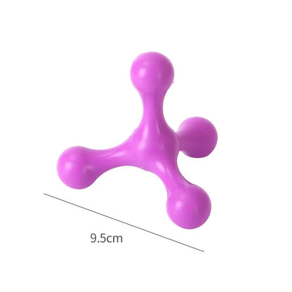 Blue silicone puppy chew toy with three-leg design measuring 9.5cm for teething relief
