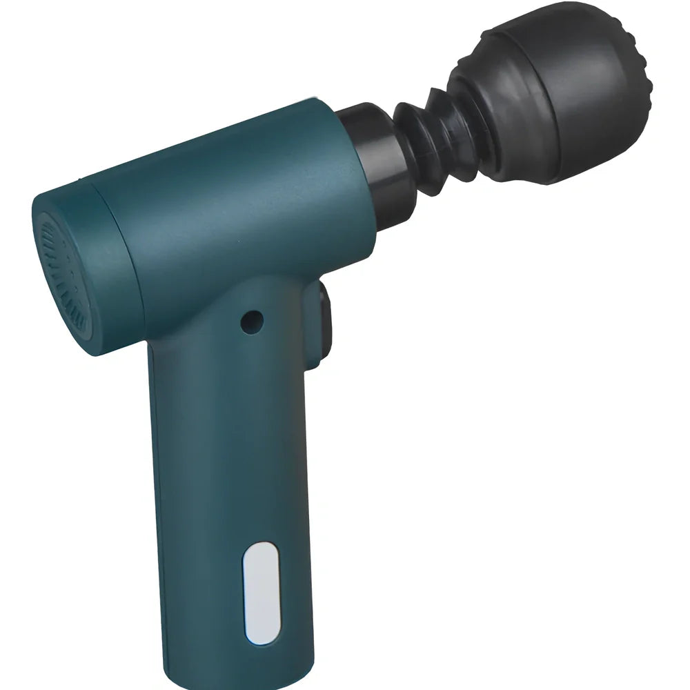 Portable mini fascia gun in black, 14x14cm size, 400g weight for shoulder and neck massage with USB charging