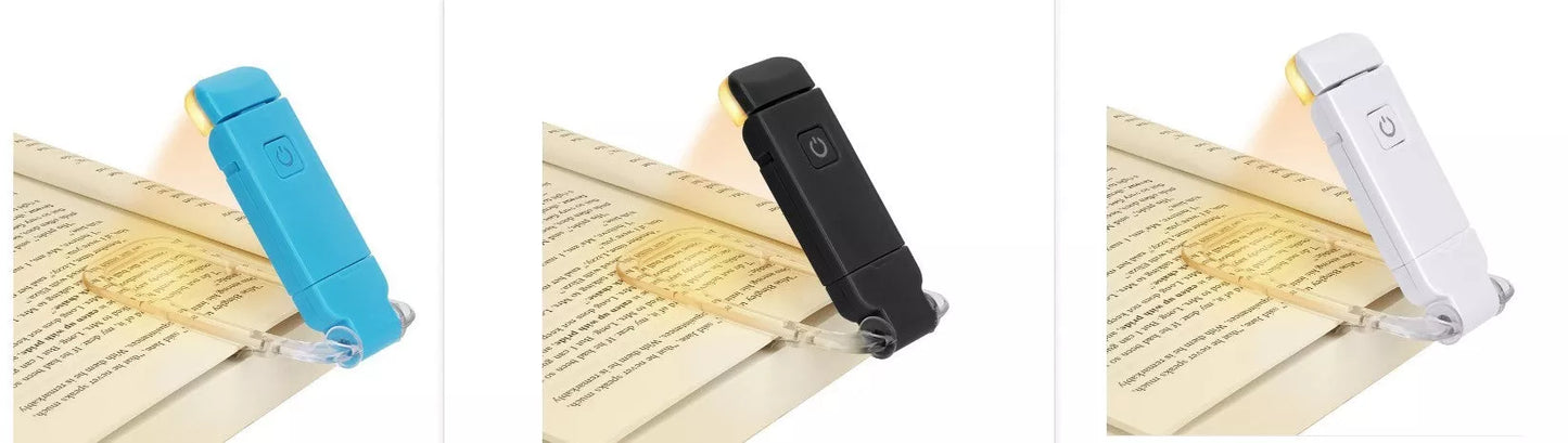 Adjustable LED USB rechargeable book light with flexible holder for nighttime reading