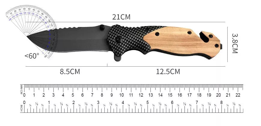 Outdoor Moonlight Folding Knife with high hardness stainless steel blade and sandalwood handle