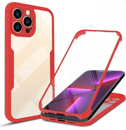 A flexible TPU protective mobile phone case for iPhones, shown in a selection of solid and multi-colour 360 Qicai finishes.