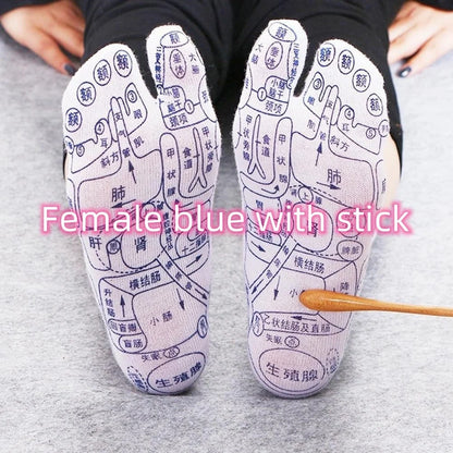 Acupressure foot massager socks with reflexology charts for targeted relief