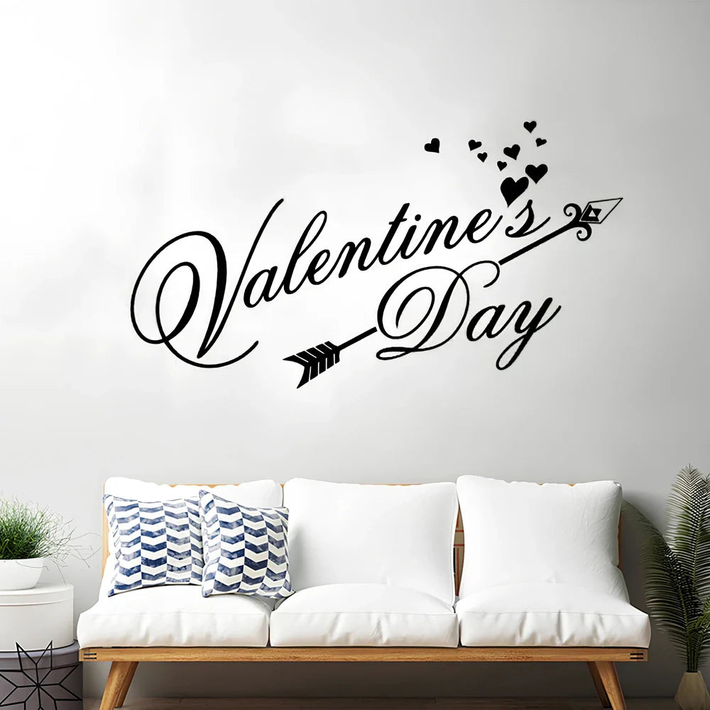 Black hand-painted PVC Valentine's Day love carving, 31x57cm dimensions, carved motifs for wall decor in living rooms