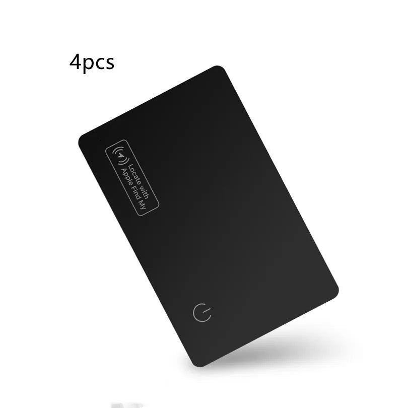 Black ultra-thin anti-loss tracking card next to credit card showing 2.5mm thickness comparison