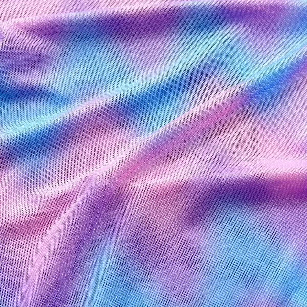 Women's split tie-dye bikini set with skirt, bra, and panties in pictured colour