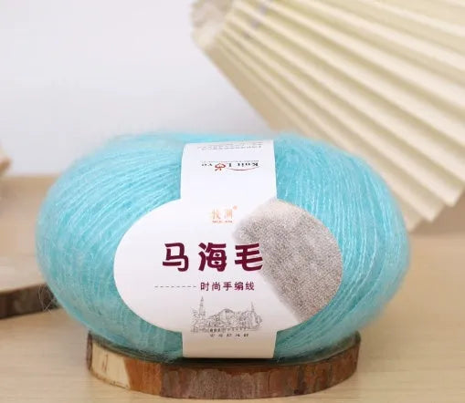 Mohair scarf DIY kit with wool ball and hand-weaving instructions for 180cm spring accessory