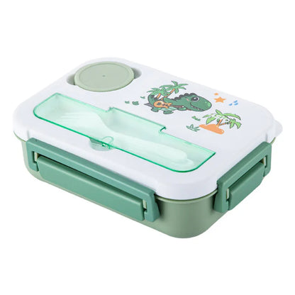 1300ml rectangular plastic cartoon bento box with sealed lid and microwaveable heating, available in three designs