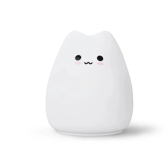 Adorable cat design LED night light for children with color-changing feature