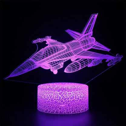 Cartoon-style aeroplane-shaped night light with touch switch and acrylic shade.