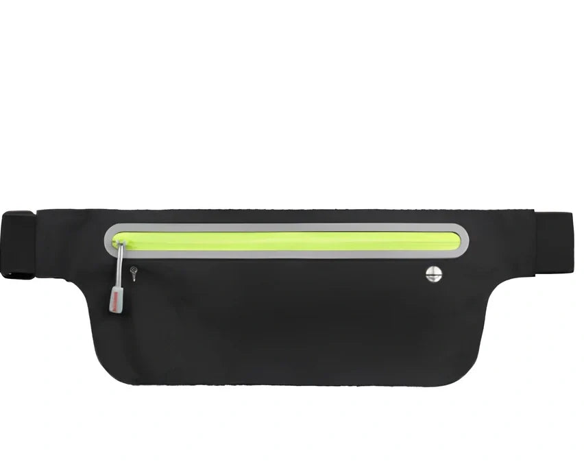 Strapless running bag in camouflage colours with invisible phone pockets and waterproof construction