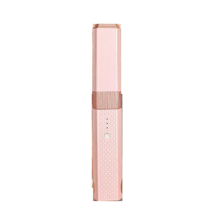Pink and green cordless USB rechargeable mini hair straightener and curler with ceramic plates