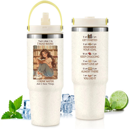 Premium 30oz stainless steel insulated cup in various colors, keeping drinks hot or cold for hours.