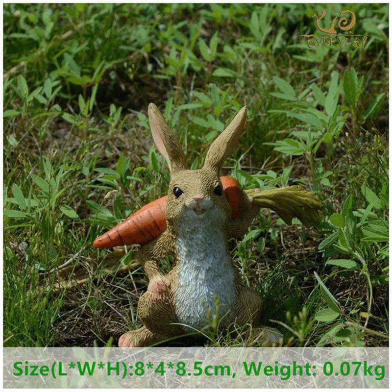 Handcrafted bunny resin ornament for home decor, pastoral style, animal modeling