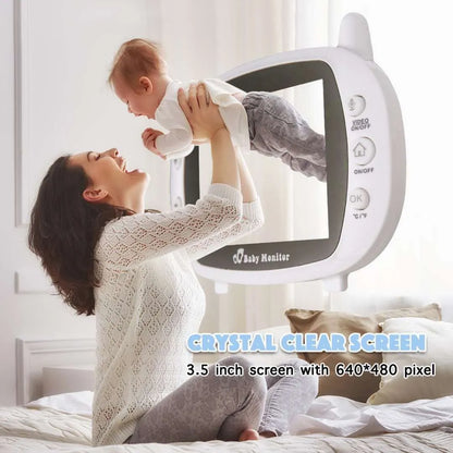 White 3.5 inch baby monitor with night vision camera and TFT LCD receiver, UK plug