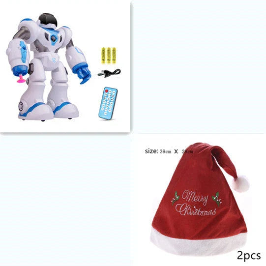 A remote-controlled robot toy with music and dance features, designed for children's entertainment and engagement.