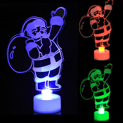 15x8.8cm acrylic Christmas tree ornament glowing with automatic colour-changing lights in Santa Claus design