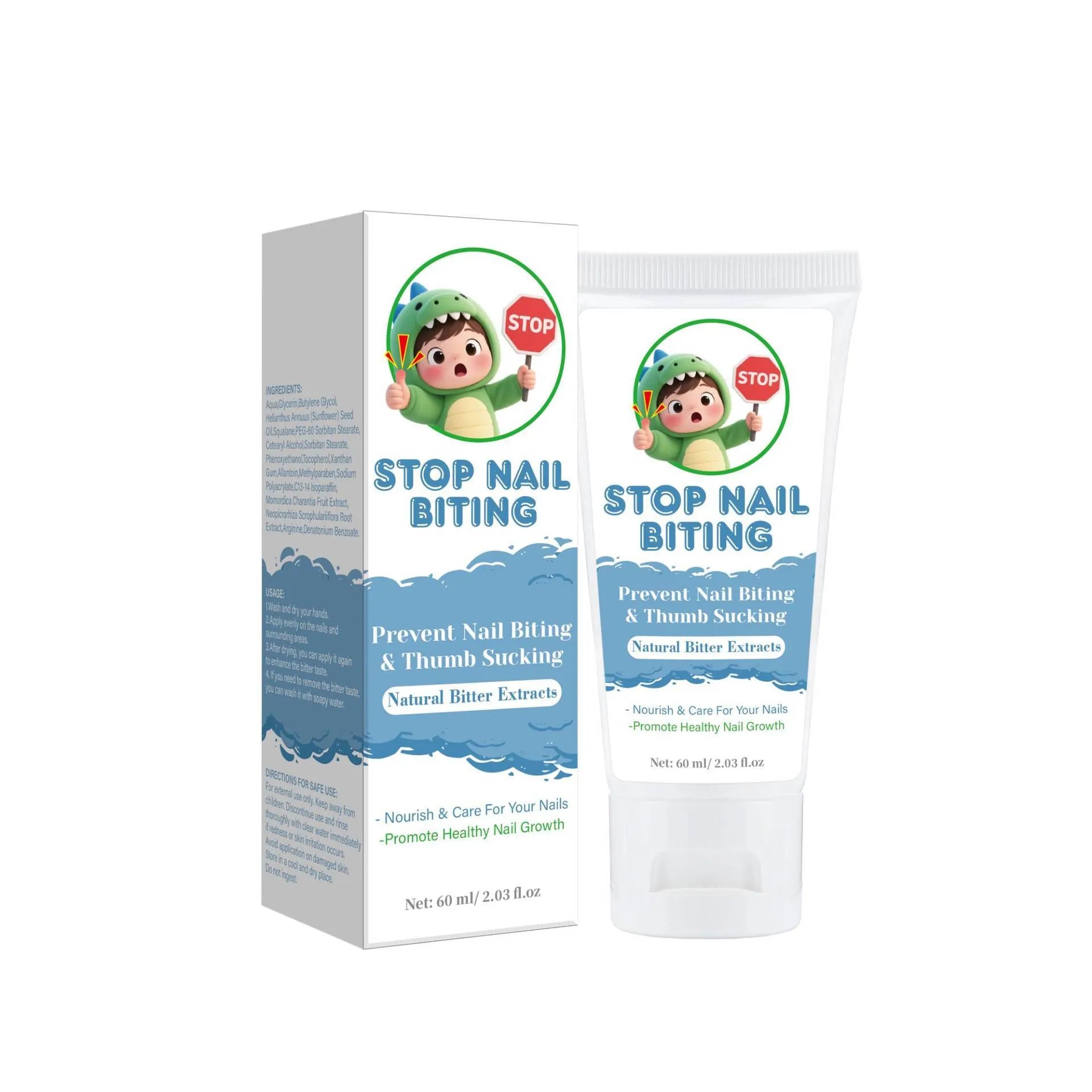 60ml nail care cream bottle in neutral packaging for anti-bite and finger gnawing treatment