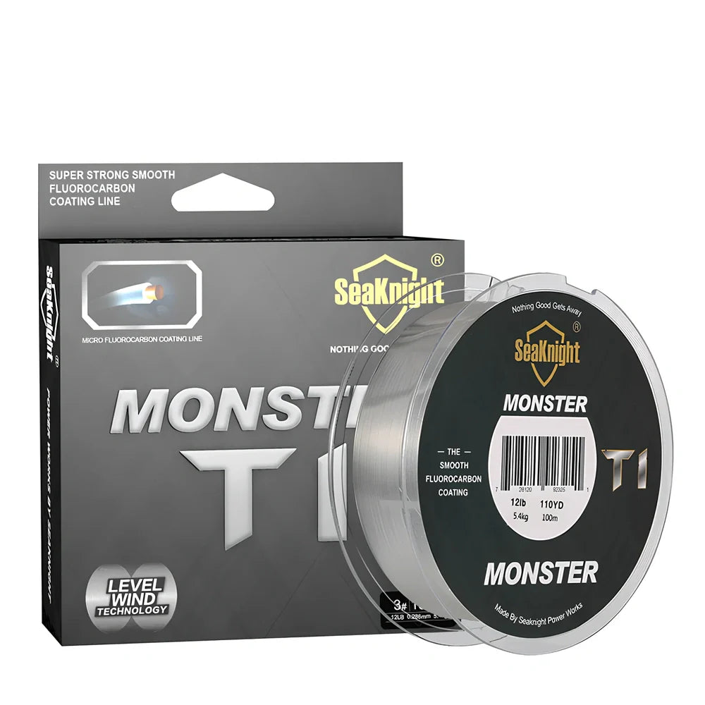 Carbon coated fishing line spool with transparent carbon fibre construction showing 100 metre length