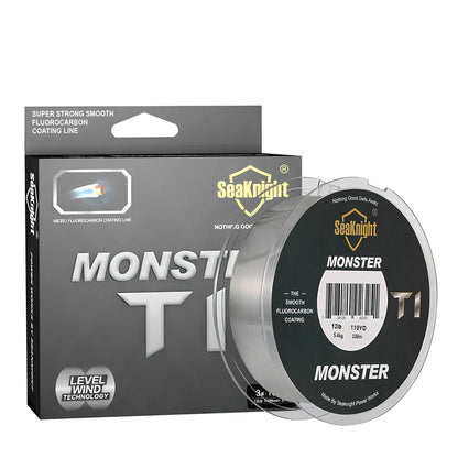 Carbon coated fishing line spool with transparent carbon fibre construction showing 100 metre length