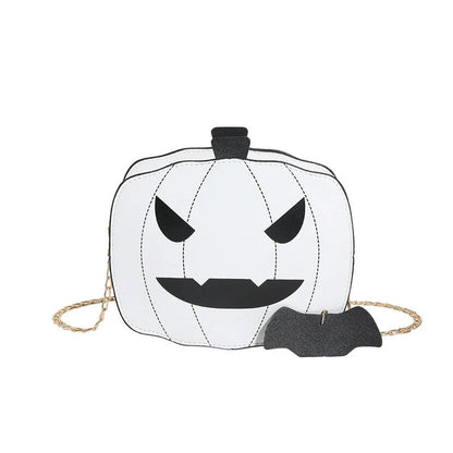 Halloween Cartoon Pumpkin Shoulder Bag in various colors with adjustable chain strap