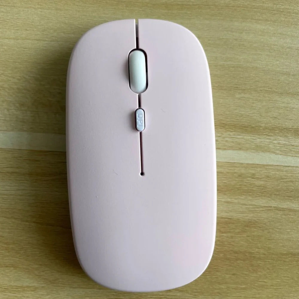 Dual-mode black wireless mouse with 1000dpi sensor, 5m range, and USB receiver for laptops